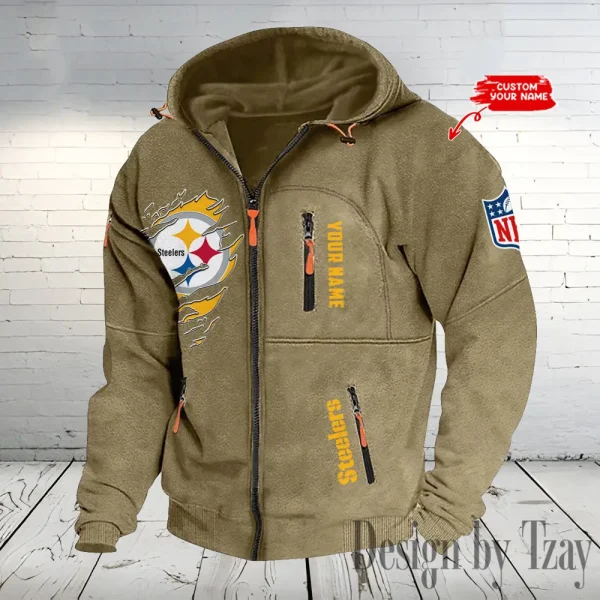 Pittsburgh Steelers Hooded Cardigan Zip Hoodie ANZ2DZH247 - Image 4