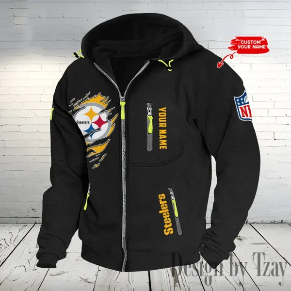 Pittsburgh Steelers Hooded Cardigan Zip Hoodie ANZ2DZH247 - Image 5