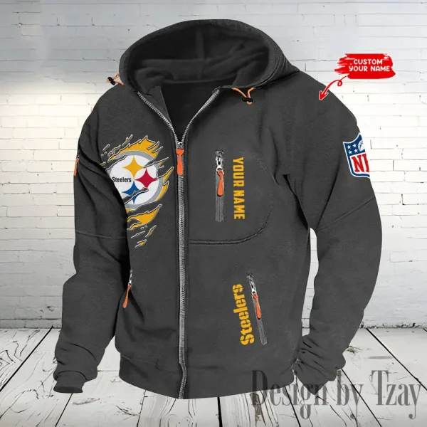 Pittsburgh Steelers Hooded Cardigan Zip Hoodie ANZ2DZH247 - Image 6