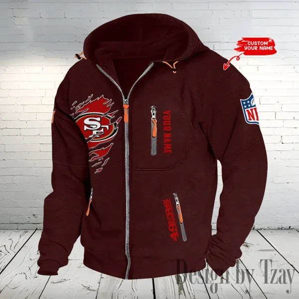 San Francisco 49ers Hooded Cardigan Zip Hoodie ANZ2DZH248