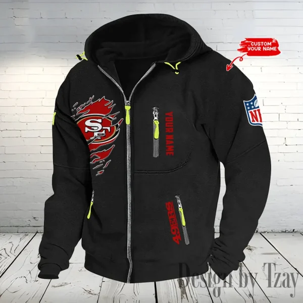 San Francisco 49ers Hooded Cardigan Zip Hoodie ANZ2DZH248 - Image 3