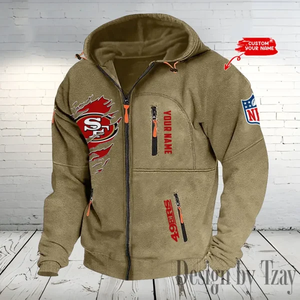 San Francisco 49ers Hooded Cardigan Zip Hoodie ANZ2DZH248 - Image 4