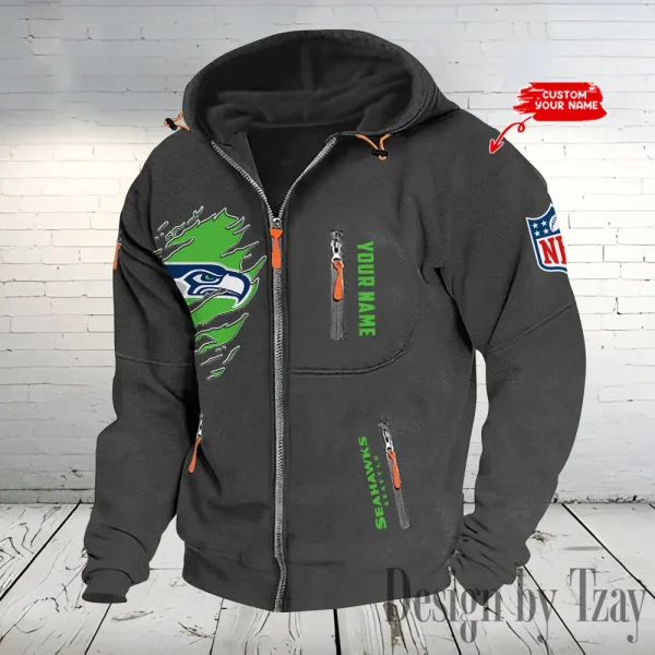 Seattle Seahawks Hooded Cardigan Zip Hoodie ANZ2DZH249