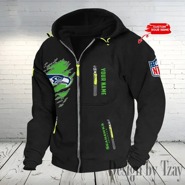 Seattle Seahawks Hooded Cardigan Zip Hoodie ANZ2DZH249 - Image 6