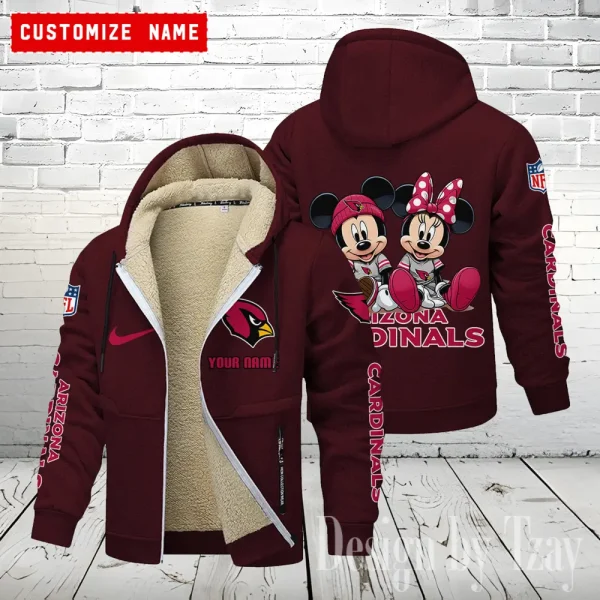 Arizona Cardinals Hoodie Zip Velvet Coat ANZTZH148 - Image 6