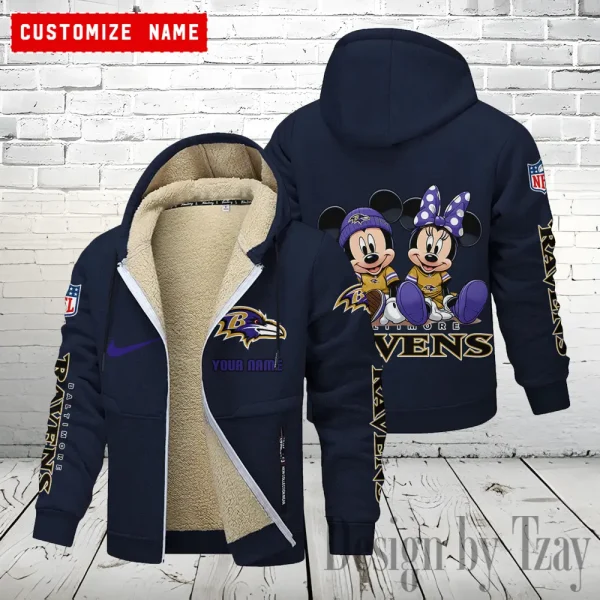 Baltimore Ravens Hoodie Zip Velvet Coat ANZTZH150 - Image 3