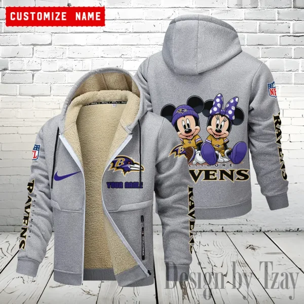 Baltimore Ravens Hoodie Zip Velvet Coat ANZTZH150 - Image 4