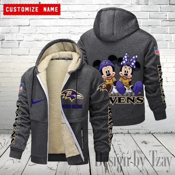 Baltimore Ravens Hoodie Zip Velvet Coat ANZTZH150 - Image 6