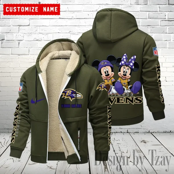 Baltimore Ravens Hoodie Zip Velvet Coat ANZTZH150 - Image 8