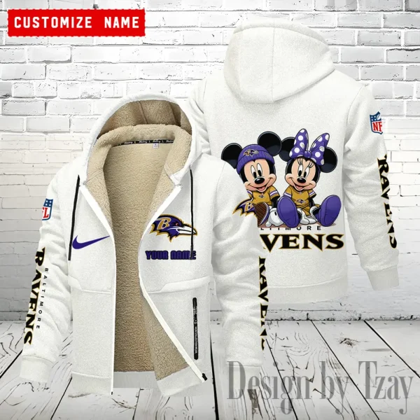 Baltimore Ravens Hoodie Zip Velvet Coat ANZTZH150 - Image 9