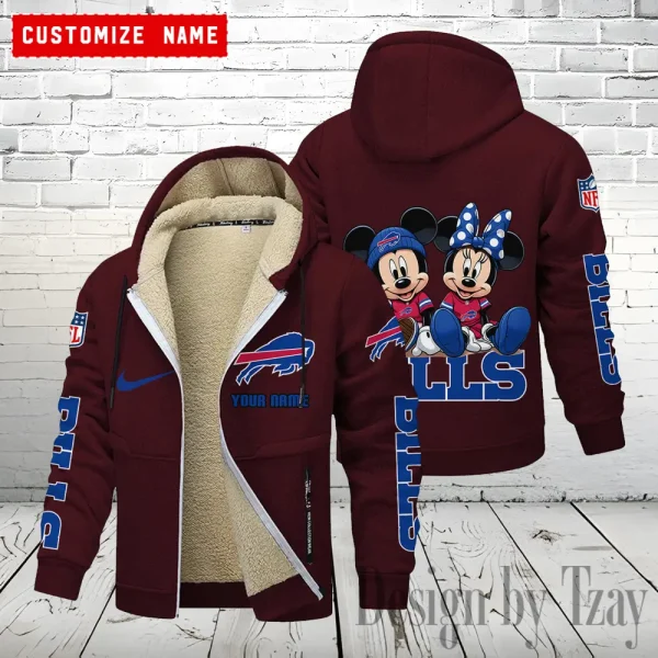 Buffalo Bills Hoodie Zip Velvet Coat ANZTZH151 - Image 4