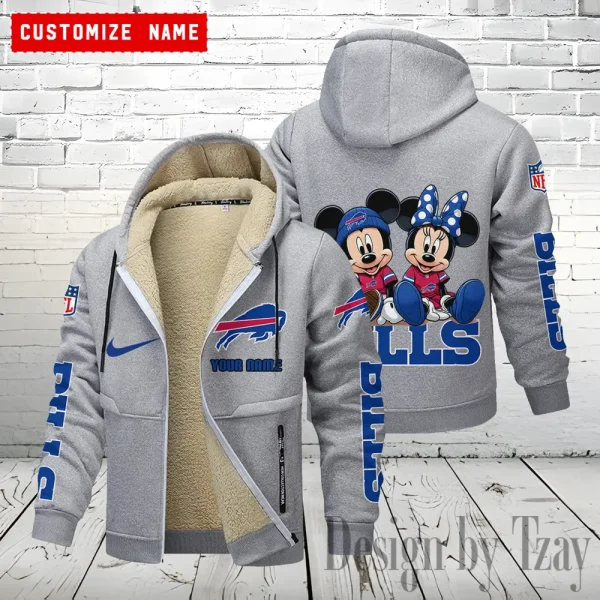 Buffalo Bills Hoodie Zip Velvet Coat ANZTZH151 - Image 7