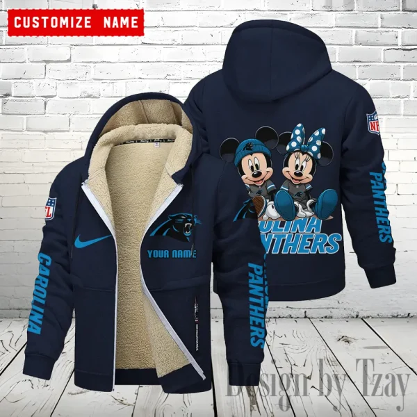 Carolina Panthers Hoodie Zip Velvet Coat ANZTZH152 - Image 2