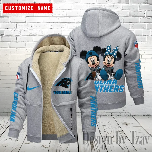 Carolina Panthers Hoodie Zip Velvet Coat ANZTZH152 - Image 3