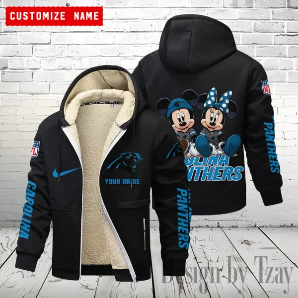 Carolina Panthers Hoodie Zip Velvet Coat ANZTZH152 - Image 4