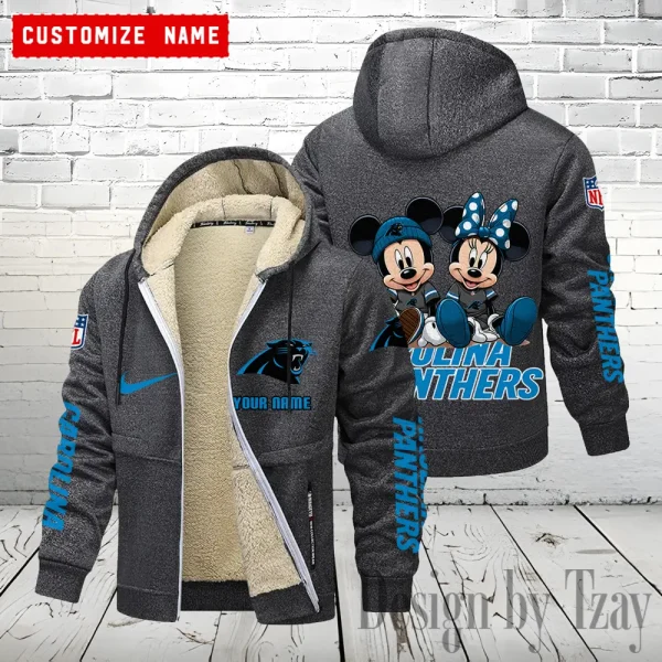 Carolina Panthers Hoodie Zip Velvet Coat ANZTZH152 - Image 5