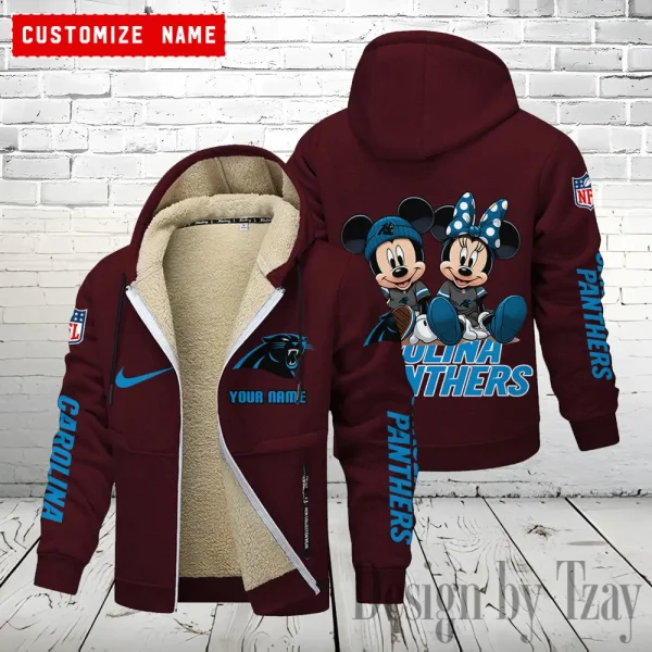 Carolina Panthers Hoodie Zip Velvet Coat ANZTZH152 - Image 6