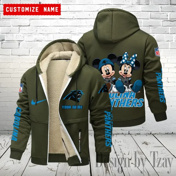 Carolina Panthers Hoodie Zip Velvet Coat ANZTZH152 - Image 7