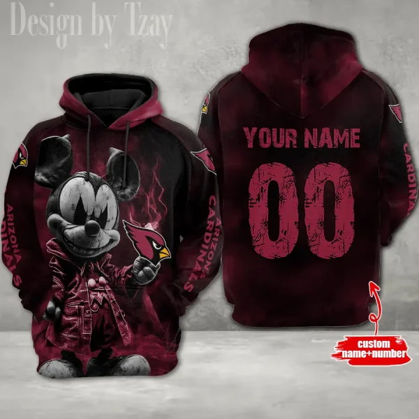 Arizona Cardinals Mickey 3D Printed Pullover Hoodie AZHD606