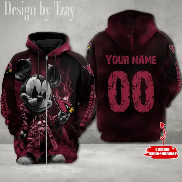 Arizona Cardinals Mickey 3D Printed Pullover Hoodie AZHD606 - Image 2