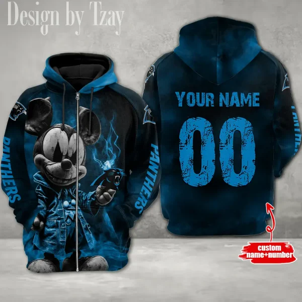 Carolina Panthers Mickey 3D Printed Pullover Hoodie AZHD610 - Image 2