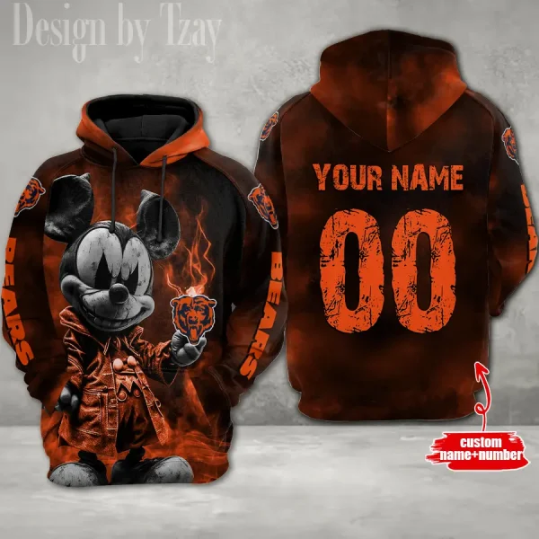 Chicago Bears Mickey 3D Printed Pullover Hoodie AZHD611