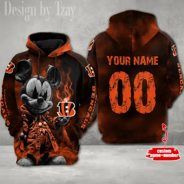 Cincinnati Bengals Mickey 3D Printed Pullover Hoodie AZHD612