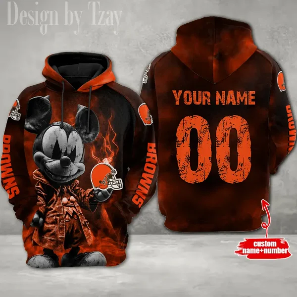 Cleveland Browns Mickey 3D Printed Pullover Hoodie AZHD613