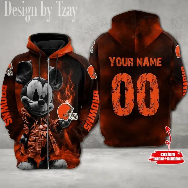 Cleveland Browns Mickey 3D Printed Pullover Hoodie AZHD613 - Image 2