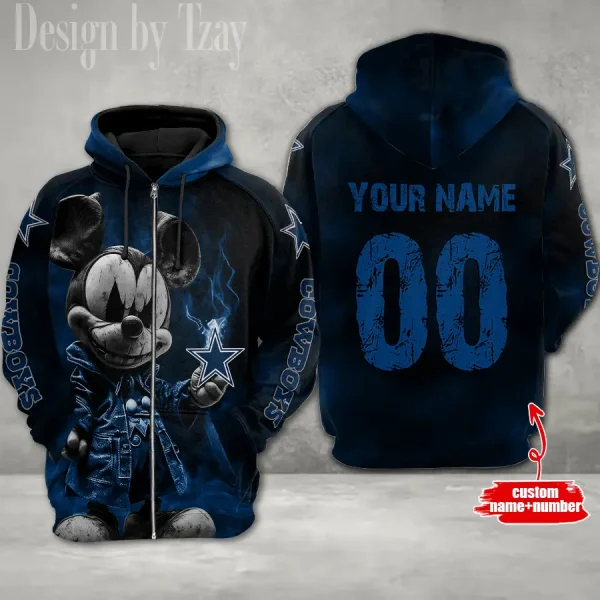 Dallas Cowboys Mickey 3D Printed Pullover Hoodie AZHD614 - Image 2