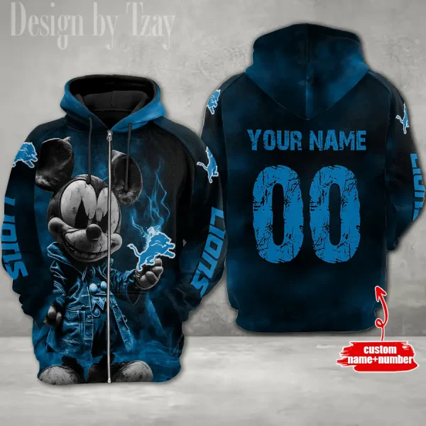 Detroit Lions Mickey 3D Printed Pullover Hoodie AZHD616 - Image 2