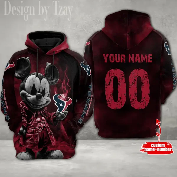 Houston Texans Mickey 3D Printed Pullover Hoodie AZHD618