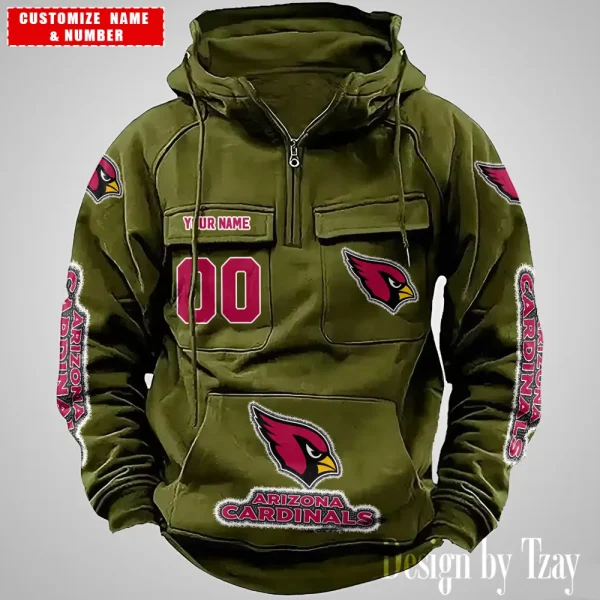 Arizona Cardinals Drawstring Vintage Men Hoodies AZVMHD607 - Image 3