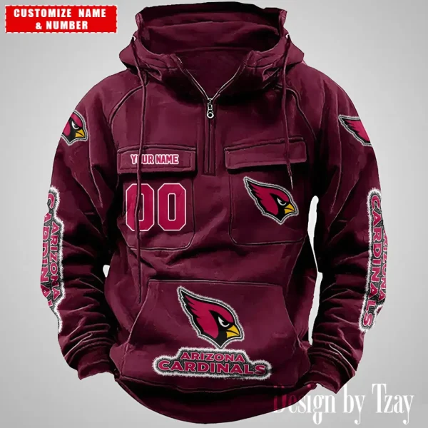 Arizona Cardinals Drawstring Vintage Men Hoodies AZVMHD607 - Image 4