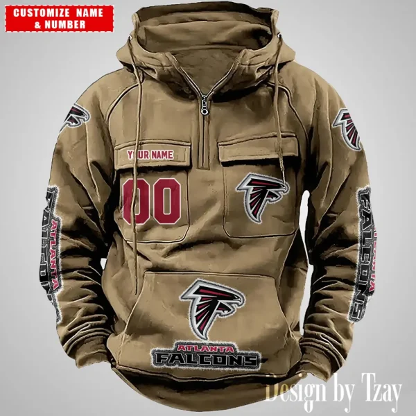 Atlanta Falcons Drawstring Vintage Men Hoodies AZVMHD608 - Image 3