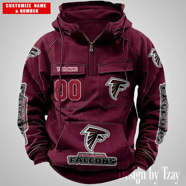 Atlanta Falcons Drawstring Vintage Men Hoodies AZVMHD608 - Image 4