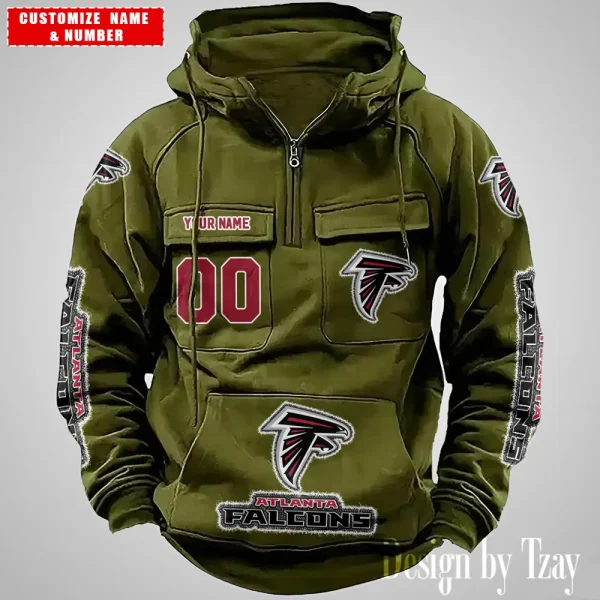 Atlanta Falcons Drawstring Vintage Men Hoodies AZVMHD608 - Image 5