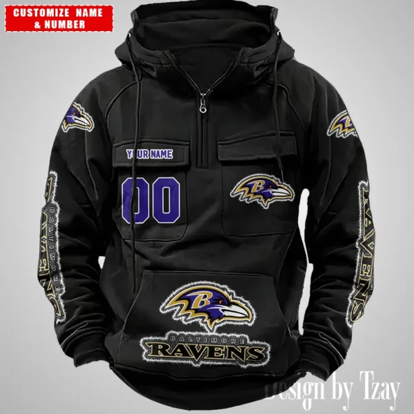 Baltimore Ravens Drawstring Vintage Men Hoodies AZVMHD609 - Image 2