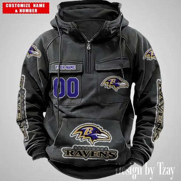 Baltimore Ravens Drawstring Vintage Men Hoodies AZVMHD609 - Image 3