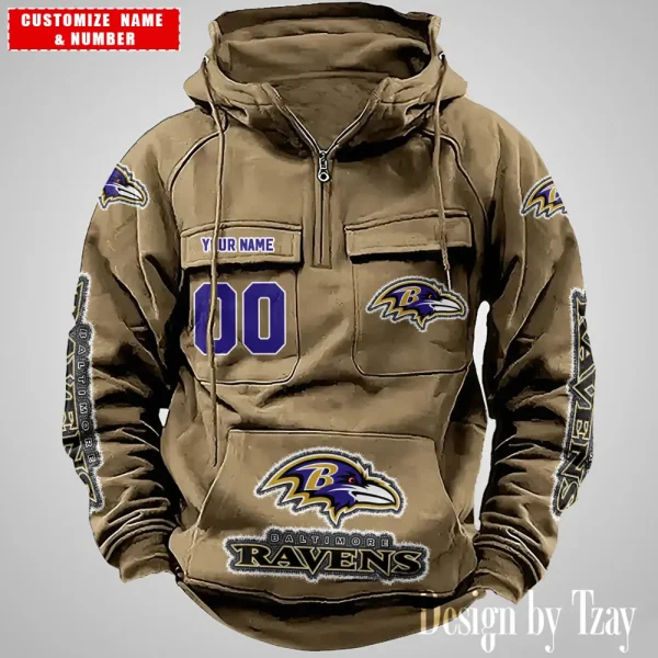 Baltimore Ravens Drawstring Vintage Men Hoodies AZVMHD609 - Image 4