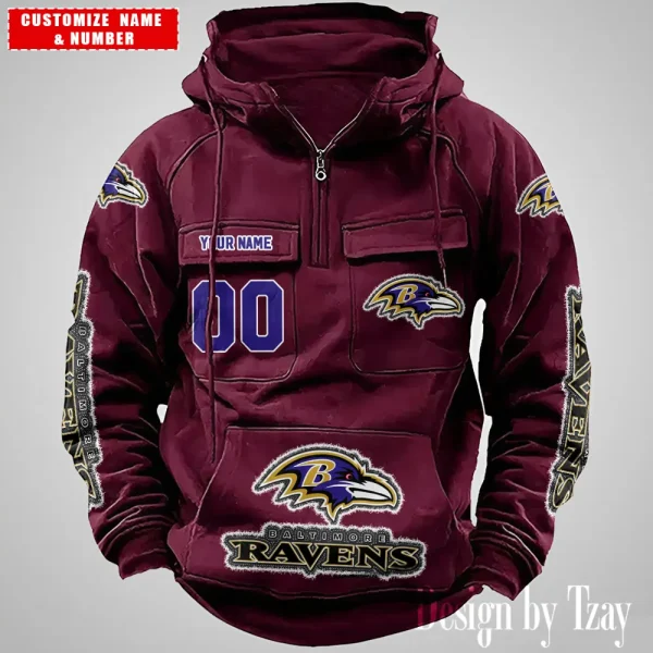 Baltimore Ravens Drawstring Vintage Men Hoodies AZVMHD609 - Image 5