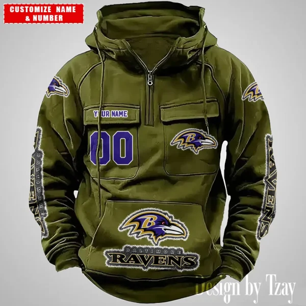 Baltimore Ravens Drawstring Vintage Men Hoodies AZVMHD609 - Image 6