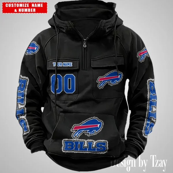 Buffalo Bills Drawstring Vintage Men Hoodies AZVMHD610 - Image 2