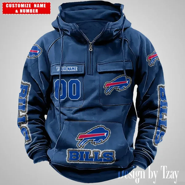 Buffalo Bills Drawstring Vintage Men Hoodies AZVMHD610 - Image 3