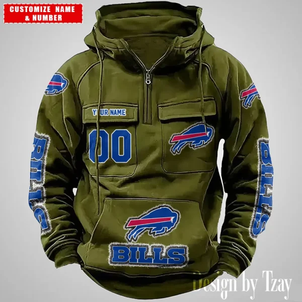 Buffalo Bills Drawstring Vintage Men Hoodies AZVMHD610 - Image 4