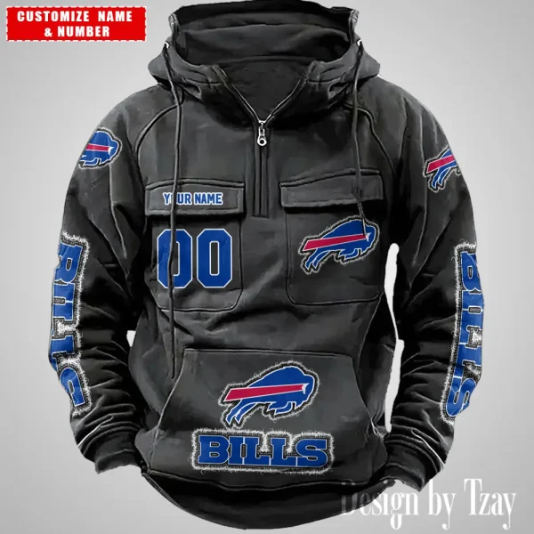 Buffalo Bills Drawstring Vintage Men Hoodies AZVMHD610 - Image 6