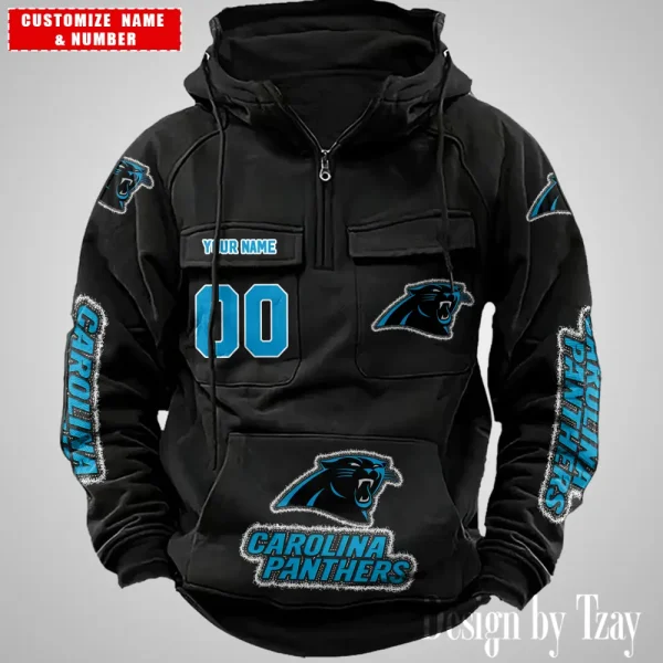 Carolina Panthers Drawstring Vintage Men Hoodies AZVMHD611 - Image 2