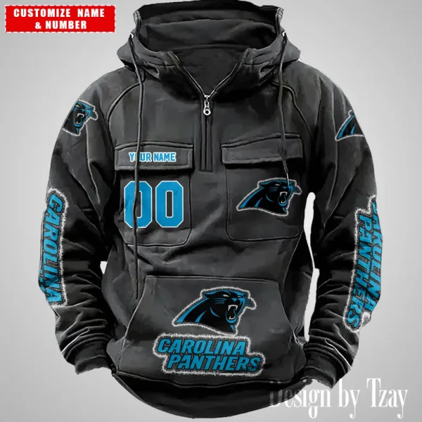 Carolina Panthers Drawstring Vintage Men Hoodies AZVMHD611 - Image 3