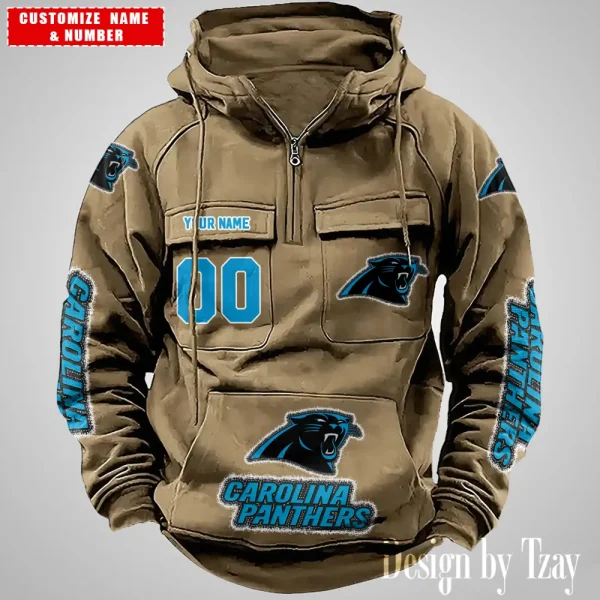 Carolina Panthers Drawstring Vintage Men Hoodies AZVMHD611 - Image 4