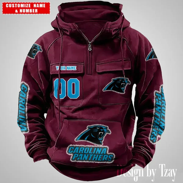 Carolina Panthers Drawstring Vintage Men Hoodies AZVMHD611 - Image 5